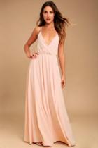 Lulus | Everything's All Bright Blush Pink Backless Maxi Dress | Size X-large | 100% Polyester