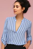 Lush V-sionary Black And Light Blue Striped Top | Lulus