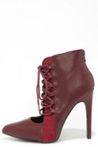 Qupid Case In Point Burgundy Lace-up Booties