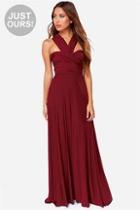Lulus Exclusive Tricks Of The Trade Burgundy Maxi Dress
