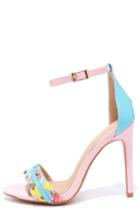 Jacobies Design Language Pink And Turquoise Ankle Strap Heels | Lulus