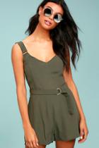 Lulus Sunny Melody Olive Green Romper