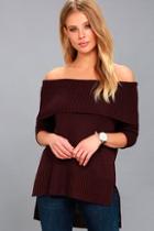 Rd Style Forever Love Plum Purple Off-the-shoulder Sweater