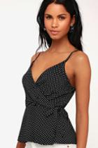 Lottie Dottie Black And White Polka Dot Wrap Top | Lulus
