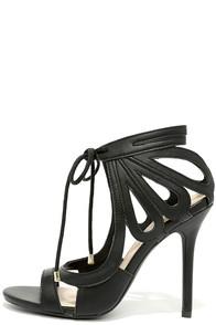 Wild Diva Lounge Wild Ride Black Lace-up Heels