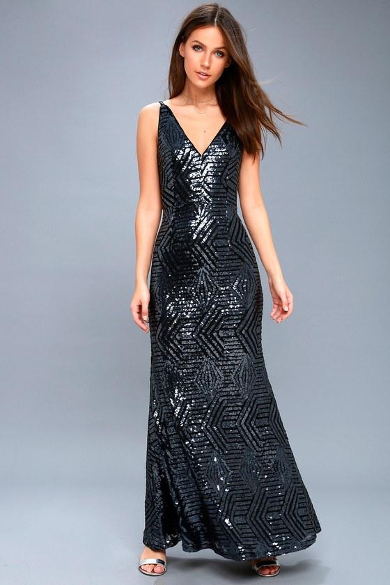 Lulus | Canterbury Navy Blue Sequin Maxi Dress