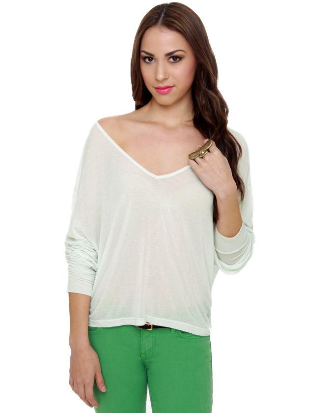 Brandy Melville Nico Long Sleeve Palest Blue Top