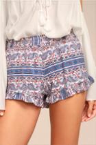 Rhythm | Arabella Blue Print Shorts | Size 4 | 100% Rayon | Lulus