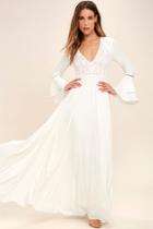 Lulus Enchanted Evening White Lace Maxi Dress