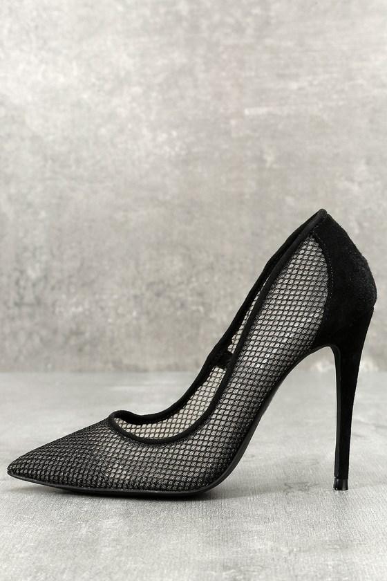 Steve Madden Darling Black Mesh Genuine Suede Leather Pumps | Lulus