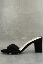 Shoe Republic La Linza Black Suede Slide-on High Heel Sandals