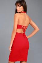 Lulus Uniquely Chic Red Bodycon Halter Dress