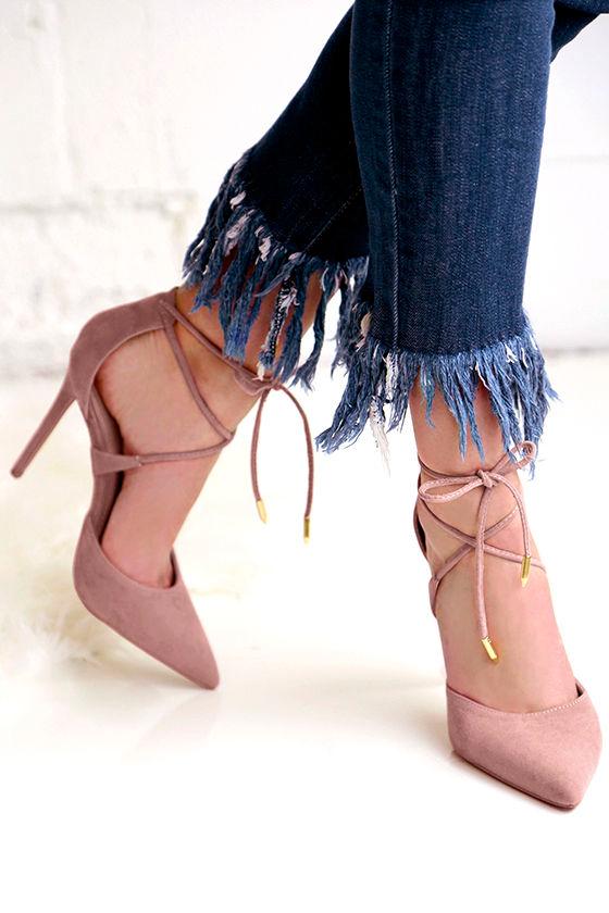 Dani Dusty Rose Suede Lace-up Heels | Lulus