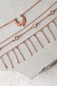 Lulus Horoscope Rose Gold Layered Choker Necklace