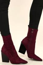 Kendall + Kylie Felicia Dark Red Suede Pointed Mid-calf Boots