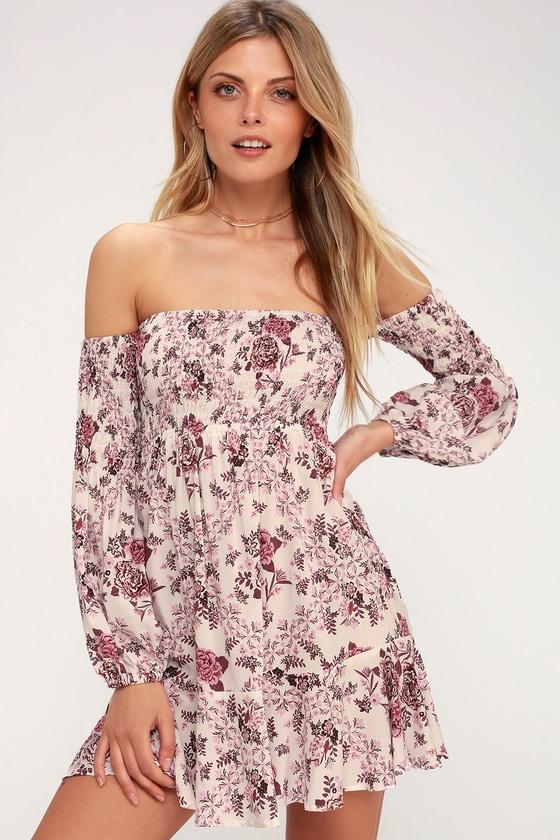 Kivari Flores White Floral Print Off-the-shoulder Mini Dress | Lulus
