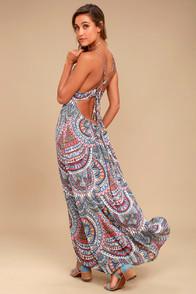 Billabong Places To Be Blue Print Maxi Dress