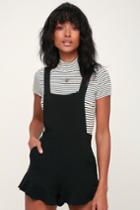 Bb Dakota Over All Of It Black Short Overalls | Lulus