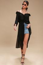 Astoria Black Sheer Off-the-shoulder Maxi Top | Lulus