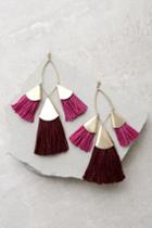 Ettika | Destiny Around You Gold And Burgundy Tassel Earrings | Lulus