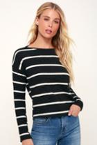 Stormi Black Striped Long Sleeve Sweater Top | Lulus