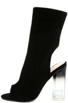 Dbdk Wren Black Nubuck Lucite Peep-toe Mid-calf Booties