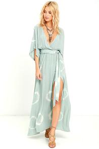 Lulus Long Live Love Sage Green Tie-dye Maxi Dress