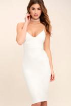 Lulus Catalina Classic White Bodycon Midi Dress