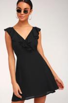 Triana Black Ruffled Backless Dress | Lulus
