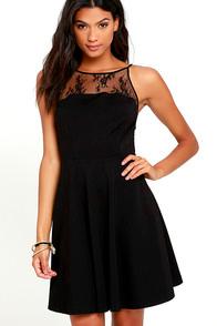 Bb Dakota Milford Black Lace Skater Dress