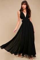 Lulus | Vivid Imagination Black Cutout Maxi Dress | Size Medium | 100% Polyester
