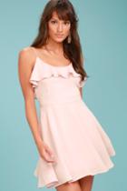 Lucy Love | Celebration Blush Pink Skater Dress | Size Small | 100% Polyester | Lulus
