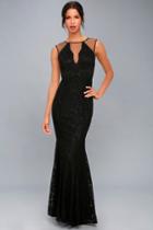 Lulus | Amazing Lace Black Lace Maxi Dress | Size Large | 100% Polyester