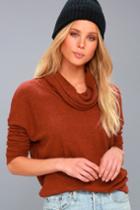 Z Supply Friend Of A Friend Rust Orange Cowl Neck Sweater Top | Lulus