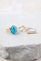 Lulus Study The Stars Gold And Turquoise Ring Set