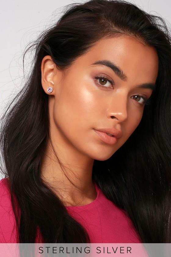 Holmes Sterling Silver Pink Rhinestone Earrings | Lulus