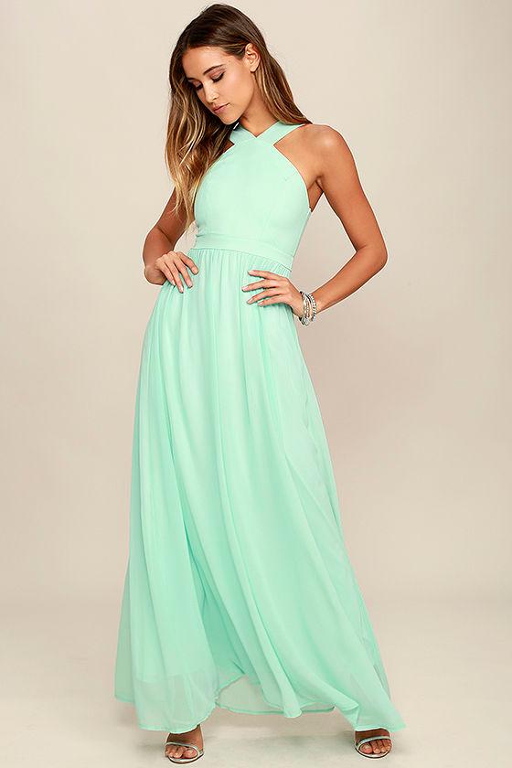 Lulus | Air Of Romance Mint Maxi Dress | Size X-small | Green | 100% Polyester