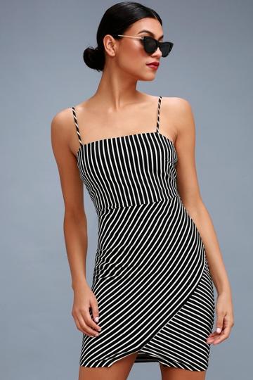 My Oh My Black And White Striped Bodycon Dress | Lulus