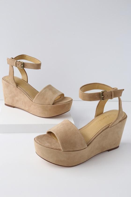 Splendid Felix Mushroom Genuine Suede Leather Platform Wedge Sandal Heels | Lulus