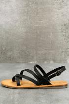 Bamboo Kalene Black Flat Sandals