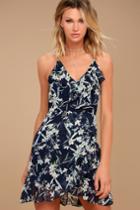Belong To You Navy Blue Floral Print Sleeveless Dress | Lulus