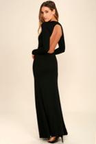 Lulus Up And Coming Black Long Sleeve Maxi Dress