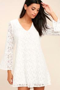 Lucy Love Wild Child White Lace Long Sleeve Dress