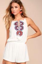 Lulus Barcelona Beauty Ivory Embroidered Romper