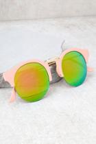 Lulus Sure Stunner Pink And Green Mirrored Sunglasses