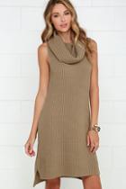 Bb Dakota Marisa Light Brown Sweater Dress