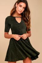 Others Follow After Hours Black And Gold Skater Dress