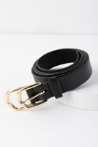 Double Down Black And Gold Double Buckle Belt | Lulus