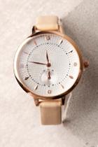 Lulus All The Time Rose Gold And Beige Watch