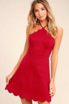 Lush | Your Everything Red Backless Skater Dress | Size X-small | 100% Polyester | Lulus